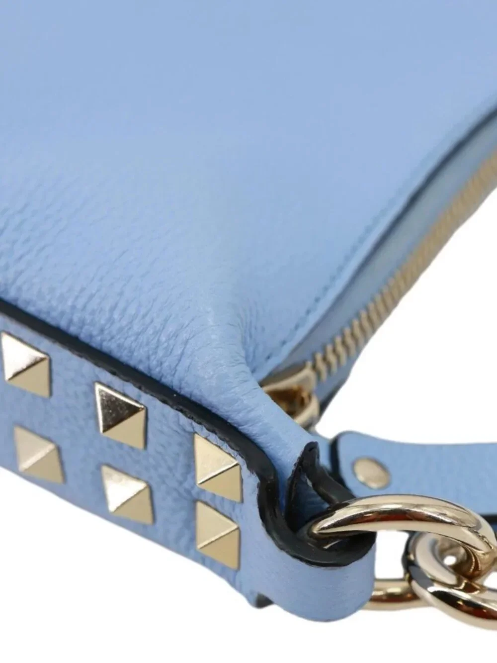 Valentino Garavani Rockstud Leather Hobo Bag Blue